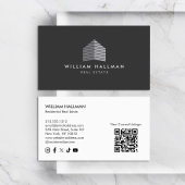 Carte De Visite Logo Abstrait Logo Gris/Gris foncé Code QR