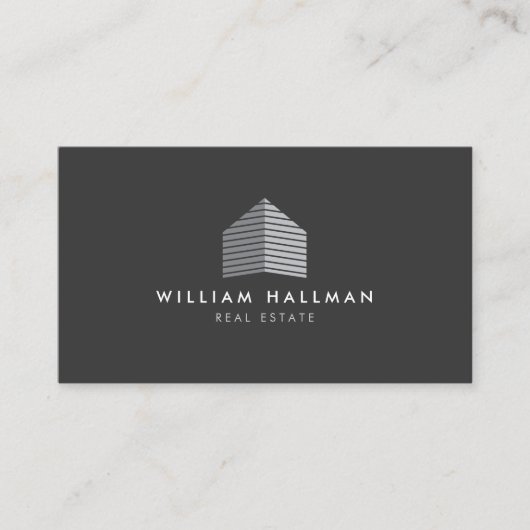 Carte De Visite Logo Abstrait Logo Gris/Gris foncé Code QR (Devant)