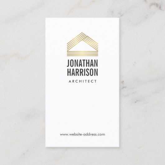 Carte De Visite Logo Abstrait moderne Gold/White (Devant)