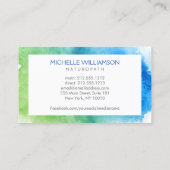 Carte De Visite Logo Abstrait vert/bleu Floral Wellness (Dos)