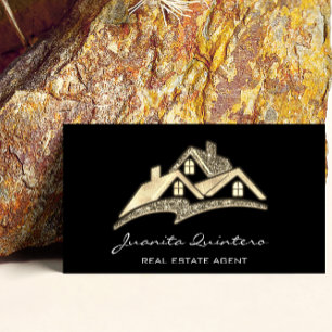 Carte De Visite Logo Agent immobilier professionnel QRCode Gold