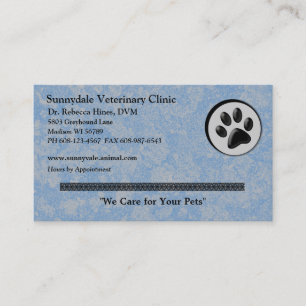 Carte De Visite Logo animal vétérinaire avec la patte noire et