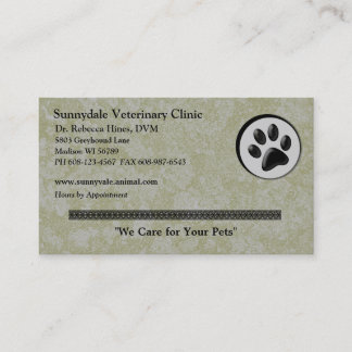 Carte De Visite Logo animal vétérinaire avec la patte noire et