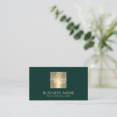 Carte De Visite Logo Arbre Moderne Vert & Or Professionnel (Debout devant)
