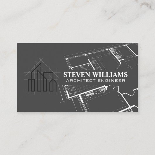 Carte De Visite Logo Architect Construction | Plan directeur (Devant)