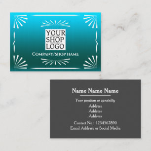 Carte De Visite Logo Art déco bleu