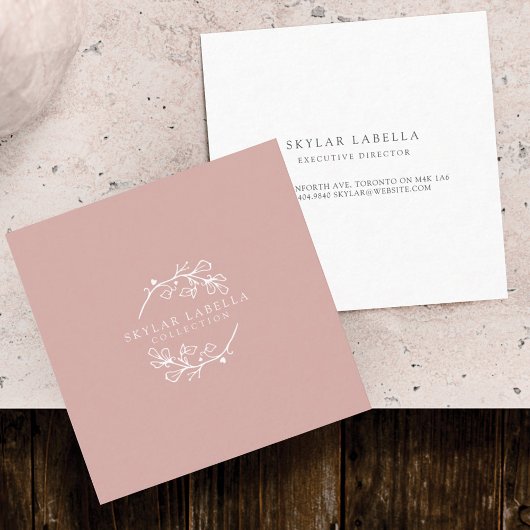 Carte De Visite Logo Art moderne Floral Botanic Line Logo Wreath