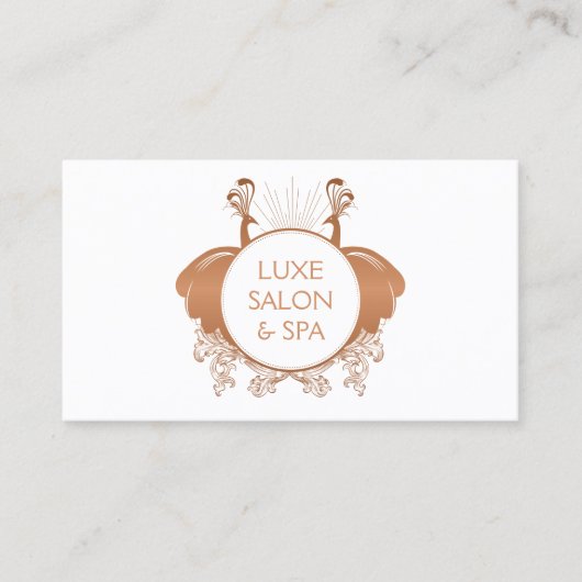 Carte De Visite Logo Art Nouveau Peacocks Rose or/blanc (Devant)