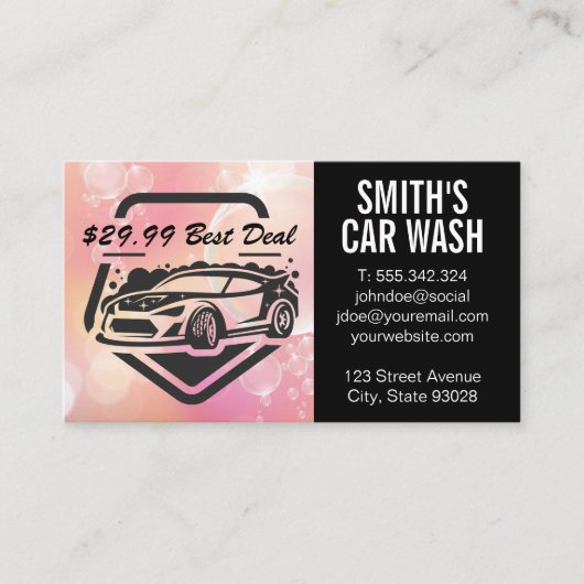 Carte De Visite Logo Auto Car Wash | Service de nettoyage (Devant)