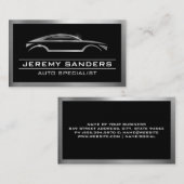 Carte De Visite Logo Auto Moderne | Bordure métallique brillante (Devant / Derrière)