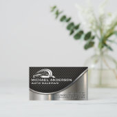 Carte De Visite Logo Auto Sports Car | Métallique industrielle (Debout devant)