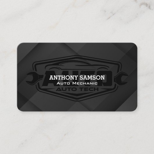 Carte De Visite Logo Auto Tech | Noir Élégant (Devant)