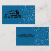 Carte De Visite Logo Auto Voiture Sport | Imprimantes en bleu méca (Devant / Derrière)