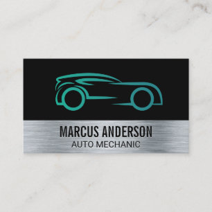 Carte De Visite Logo automatique Arrière - plan brossé métalliqu