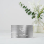 Carte De Visite Logo avec URL du site Web Silver Foil (Debout devant)
