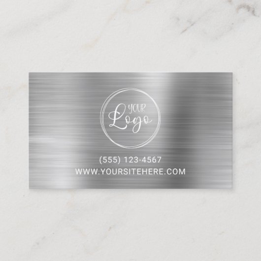 Carte De Visite Logo avec URL du site Web Silver Foil (Devant)