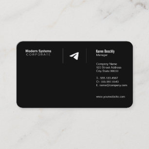Carte De Visite Logo Avion en Papier Simple Noir