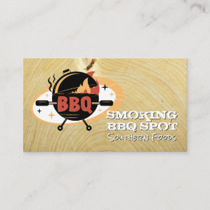 Carte De Visite Logo Barbecue Traiteur de restaurant