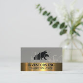 Carte De Visite Logo Bear Bull | Graphique Stock | Métal or (Debout devant)