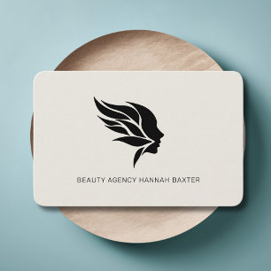 Carte De Visite Logo Beauté Femme, Moderne, Salon, Beige