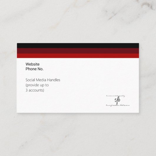 Carte De Visite Logo Black and Deep Reds Standard (Dos)