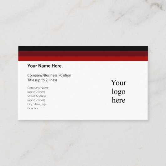 Carte De Visite Logo Black and Deep Reds Standard (Devant)