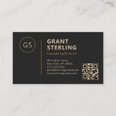 Carte De Visite Logo Black Gold Minimalist Code QR professionnel (Devant)