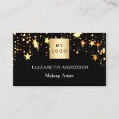 Carte De Visite Logo Black gold stars Qr code médias sociaux (Devant)