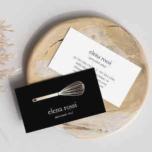 Carte De Visite Logo Black & Gold Whisk   Boulangerie de cuisine c