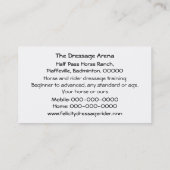 Carte De Visite Logo blanc de piaffe de dressage (Dos)