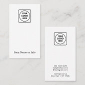 Carte De Visite Logo blanc moderne | Boucles de bijoux personnalis (Devant / Derrière)