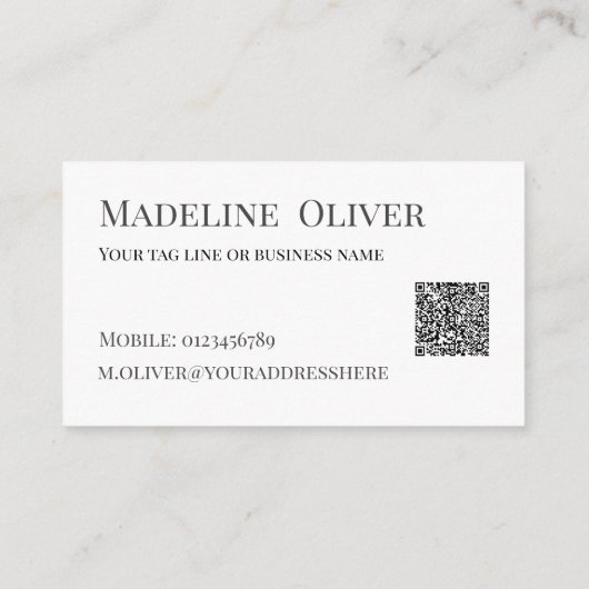 Carte De Visite Logo blanc simple Code QR (Dos)
