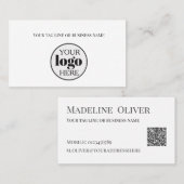 Carte De Visite Logo blanc simple Code QR (Devant / Derrière)