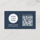 Carte de visite logo bleu Code QR (Devant)