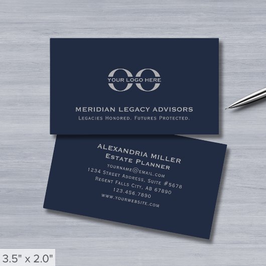 Carte De Visite Logo bleu marine personnalisé