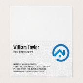Carte De Visite Logo bleu moderne de l'immobilier | Modèle Damask (Extérieur déplié)