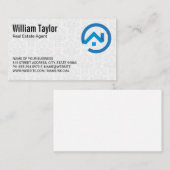 Carte De Visite Logo bleu moderne de l'immobilier | Modèle Damask (Devant / Derrière)