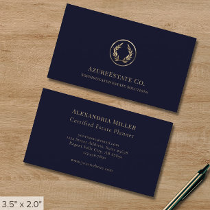 Carte De Visite Logo Blue Professional Luxury Laurel