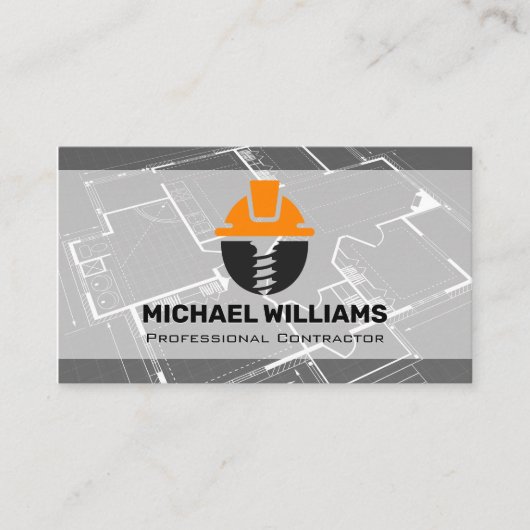 Carte De Visite Logo Blueprint | Construction (Devant)