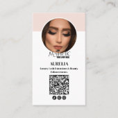 Carte De Visite Logo Blush Rose Code Qr Modern Lashes (Devant)
