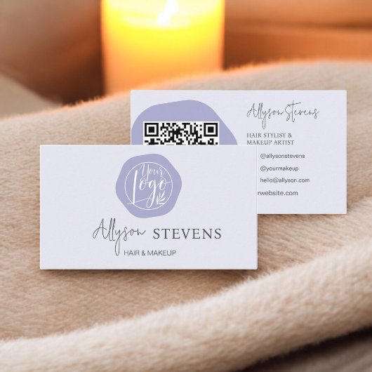 Carte De Visite Logo boho lavender coiffure code qr