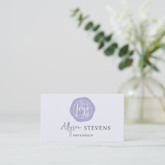 Carte De Visite Logo boho lavender coiffure code qr (Debout devant)