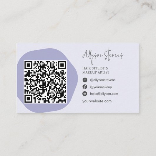 Carte De Visite Logo boho lavender coiffure code qr (Dos)