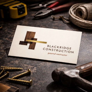 Carte De Visite Logo Bois Construction Entreprise Luxe Ivoire