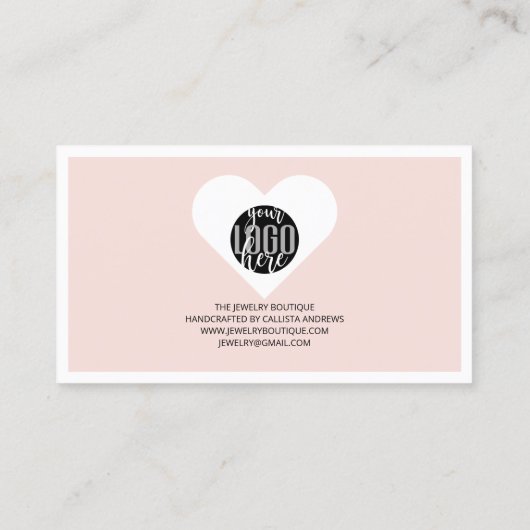 Carte De Visite Logo Bordure rose pâle Merci de commande client (Dos)