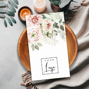 Carte De Visite Logo botanique floral souple rose poitrine feuillu