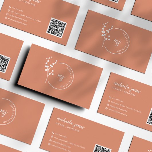Carte De Visite Logo botanique moderne élégant code QR script