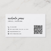Carte De Visite Logo botanique moderne élégant Script Code QR (Dos)