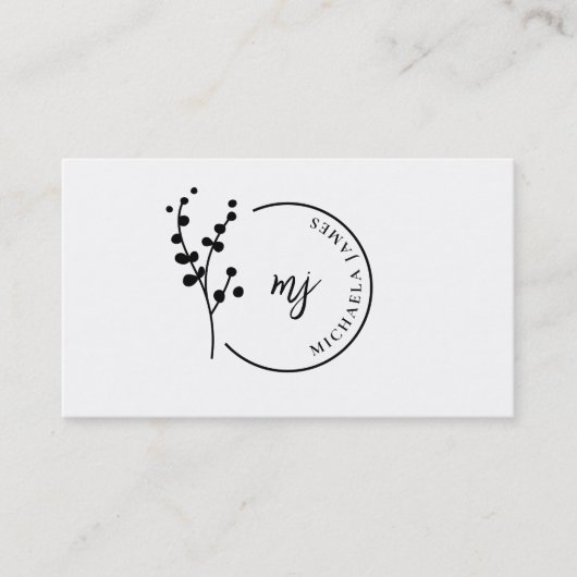 Carte De Visite Logo botanique moderne élégant Script Code QR (Devant)