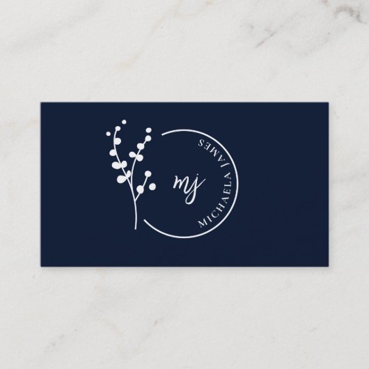 Carte De Visite Logo botanique moderne élégant Script Code QR (Devant)